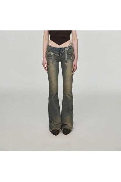 Vintage Washed Distressed Straight Leg Jeans - HEPSIBAH SHOP