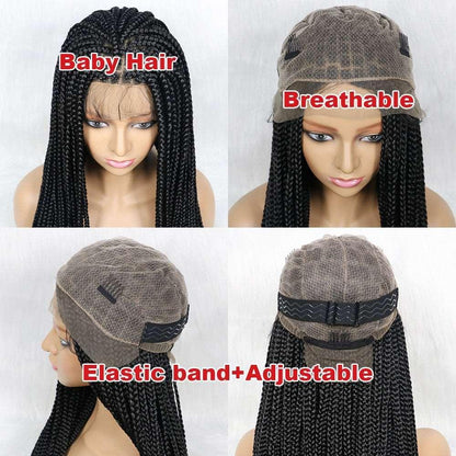 African American Synthetic Braid Wigs With Baby Hair Full Lace Frontal - HEPSIBAH SHOP