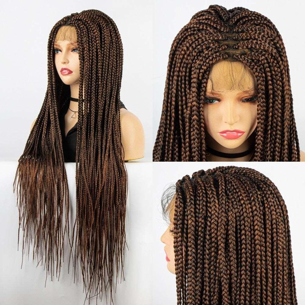 African American Synthetic Braid Wigs With Baby Hair Full Lace Frontal - HEPSIBAH SHOP