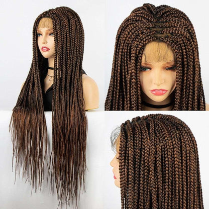 African American Synthetic Braid Wigs With Baby Hair Full Lace Frontal - HEPSIBAH SHOP