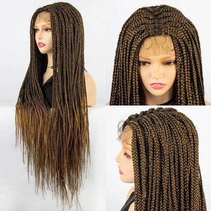 African American Synthetic Braid Wigs With Baby Hair Full Lace Frontal - HEPSIBAH SHOP