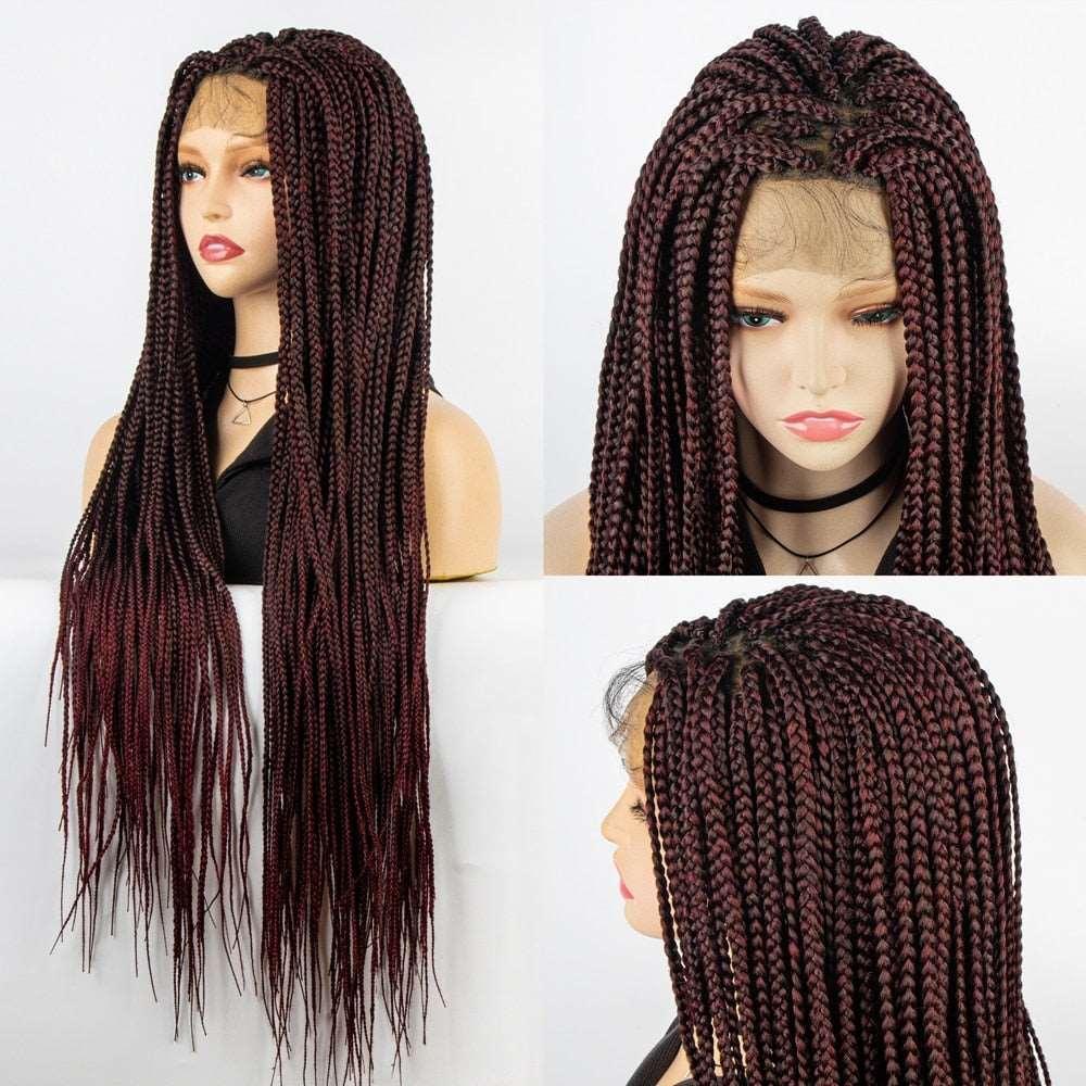 African American Synthetic Braid Wigs With Baby Hair Full Lace Frontal - HEPSIBAH SHOP