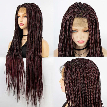 African American Synthetic Braid Wigs With Baby Hair Full Lace Frontal - HEPSIBAH SHOP