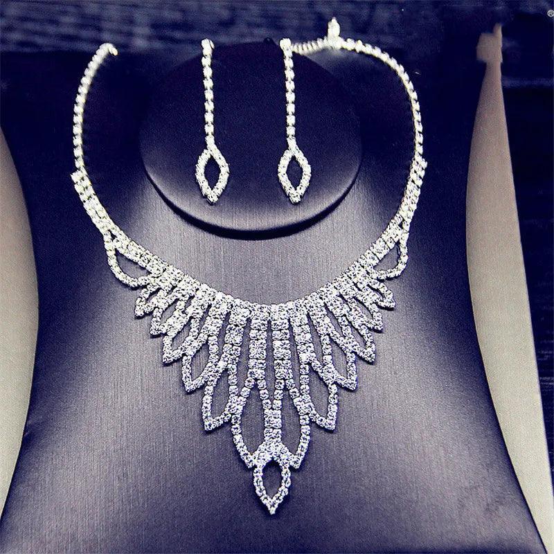 FYUAN Shine Geometric Rhinestone Necklace ,Earrings For Women - HEPSIBAH SHOP