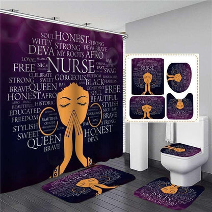 Black Women Print Shower Curtain Set Waterproof - HEPSIBAH SHOP