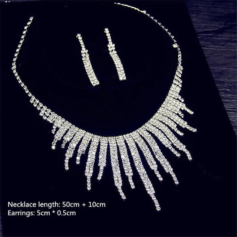 FYUAN Shine Geometric Rhinestone Necklace ,Earrings For Women - HEPSIBAH SHOP