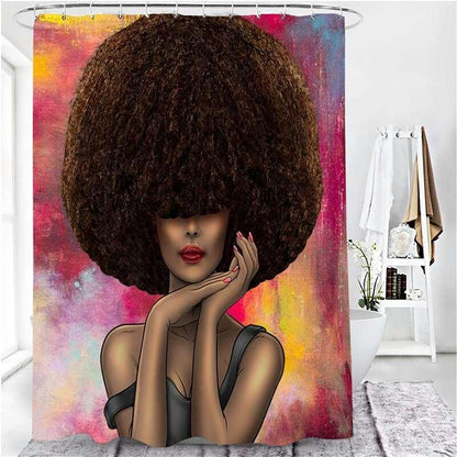 Black Women Print Shower Curtain Set Waterproof - HEPSIBAH SHOP