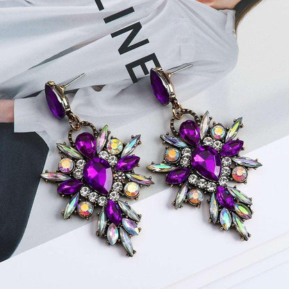 African Exaggerated Sparkly Crystal Dangle Drop Vintage Earrings - HEPSIBAH SHOP