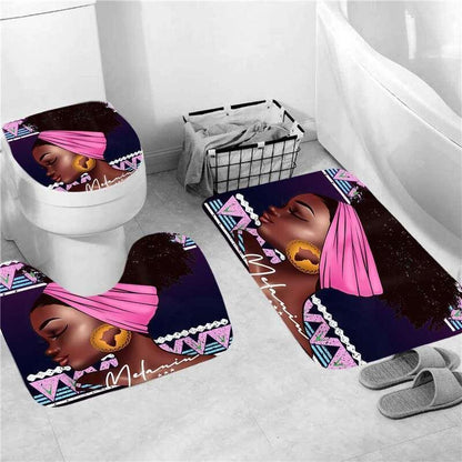 Black Women Print Shower Curtain Set Waterproof - HEPSIBAH SHOP