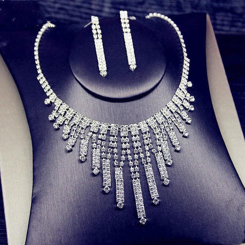 FYUAN Shine Geometric Rhinestone Necklace ,Earrings For Women - HEPSIBAH SHOP