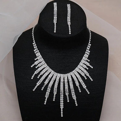 FYUAN Shine Geometric Rhinestone Necklace ,Earrings For Women - HEPSIBAH SHOP