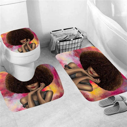 Black Women Print Shower Curtain Set Waterproof - HEPSIBAH SHOP