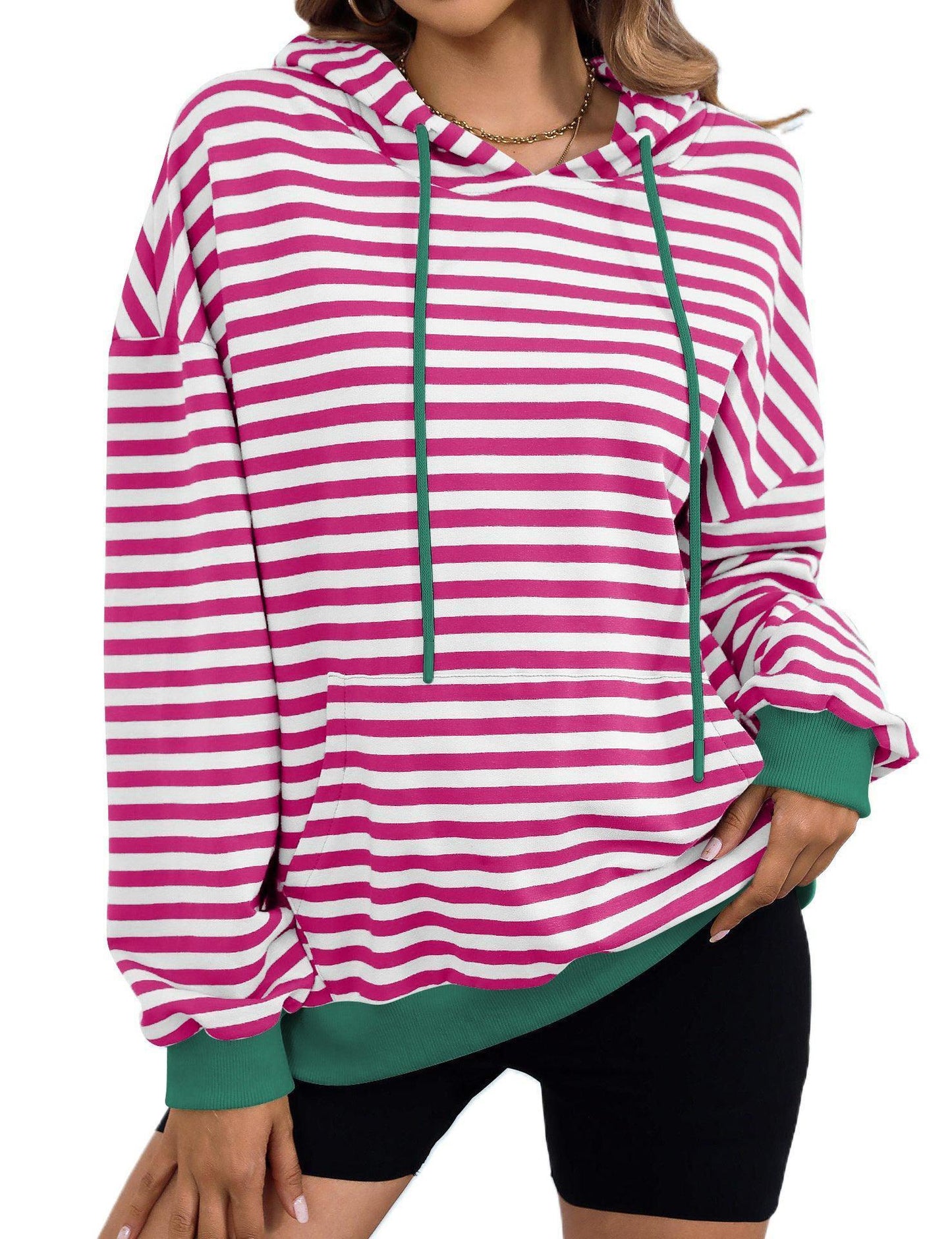 Women's Loose Casual Striped Hoodie - HEPSIBAH SHOP