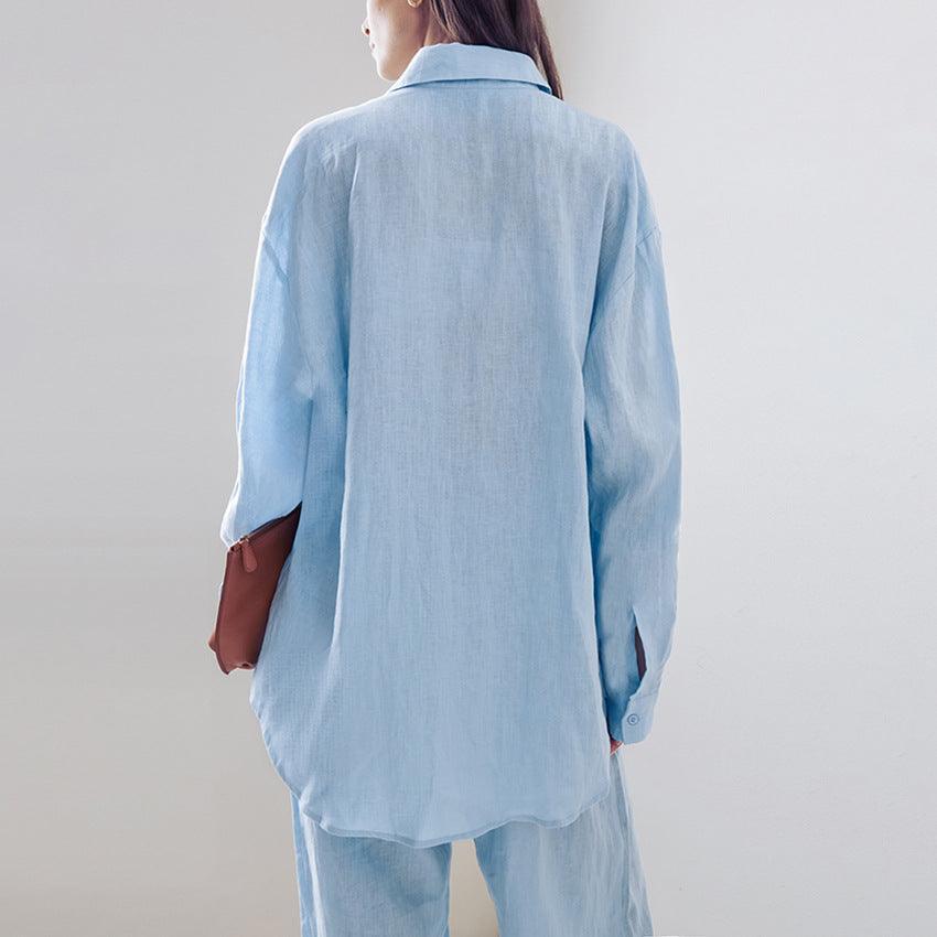 Minimalist Long Sleeve Shirt And Trousers Two-piece Set - HEPSIBAH SHOP