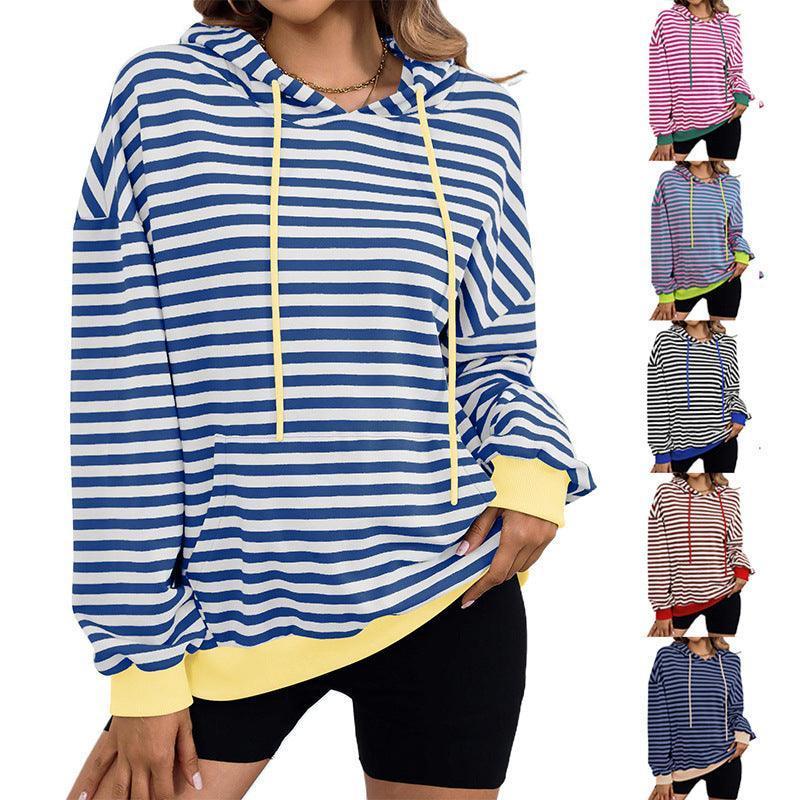 Women's Loose Casual Striped Hoodie - HEPSIBAH SHOP