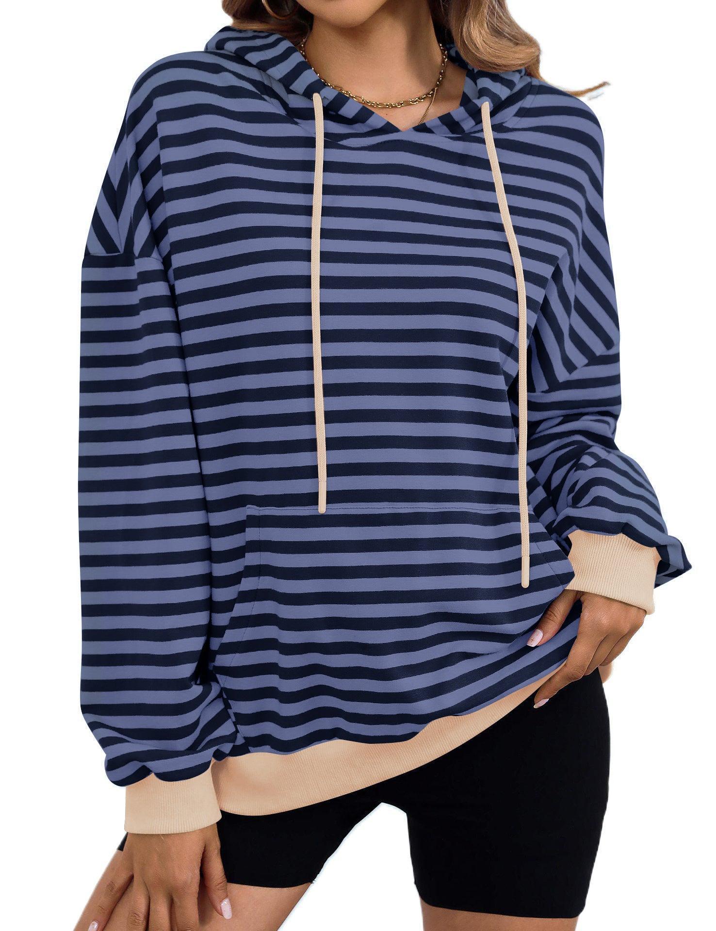 Women's Loose Casual Striped Hoodie - HEPSIBAH SHOP