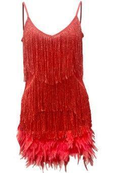 V-neck Strap Feather Stitching Dress - HEPSIBAH SHOP