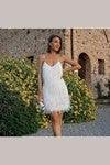 V-neck Strap Feather Stitching Dress - HEPSIBAH SHOP