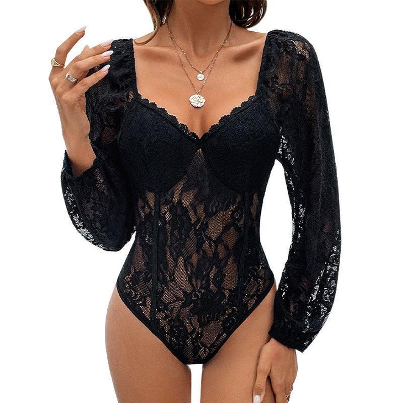 Women's Heart Collar Lace Stitching Jumpsuit - HEPSIBAH SHOP