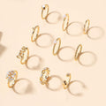 Fashion All-match Pearl Letter Twin Flower Ring Suit - HEPSIBAH SHOP
