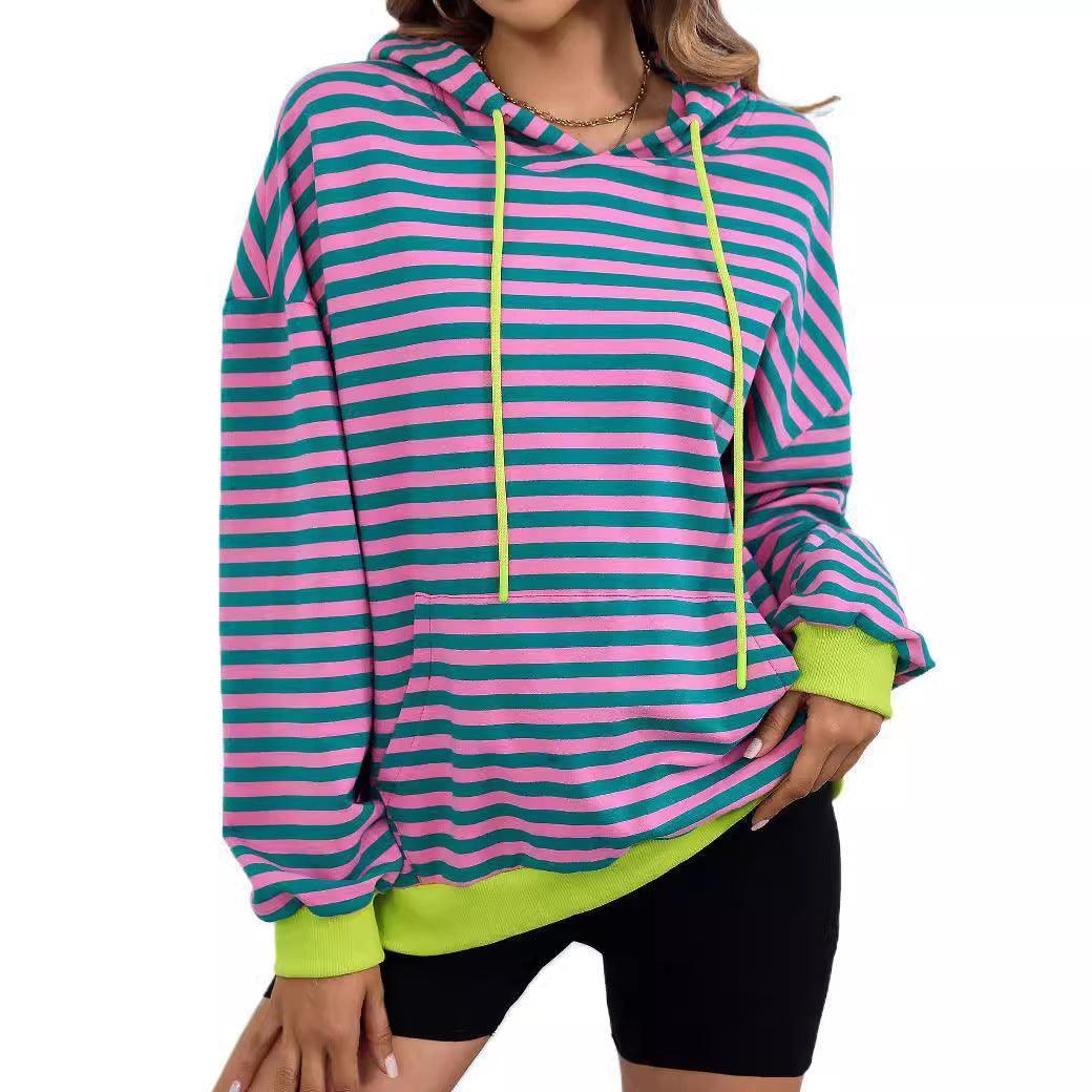 Women's Loose Casual Striped Hoodie - HEPSIBAH SHOP