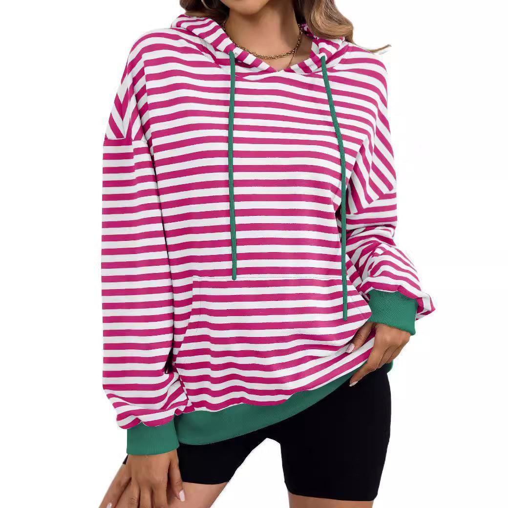 Women's Loose Casual Striped Hoodie - HEPSIBAH SHOP