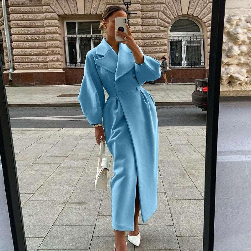 Autumn Women Double-Breasted Office Lady Long Coat - HEPSIBAH SHOP