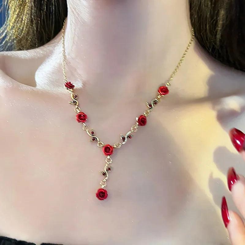 New Fashion Sweet Red Rose Necklaces - HEPSIBAH SHOP