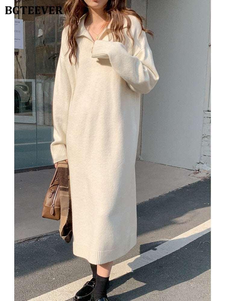 BGTEEVER Casual Knitted Sweater Dress Women - HEPSIBAH SHOP