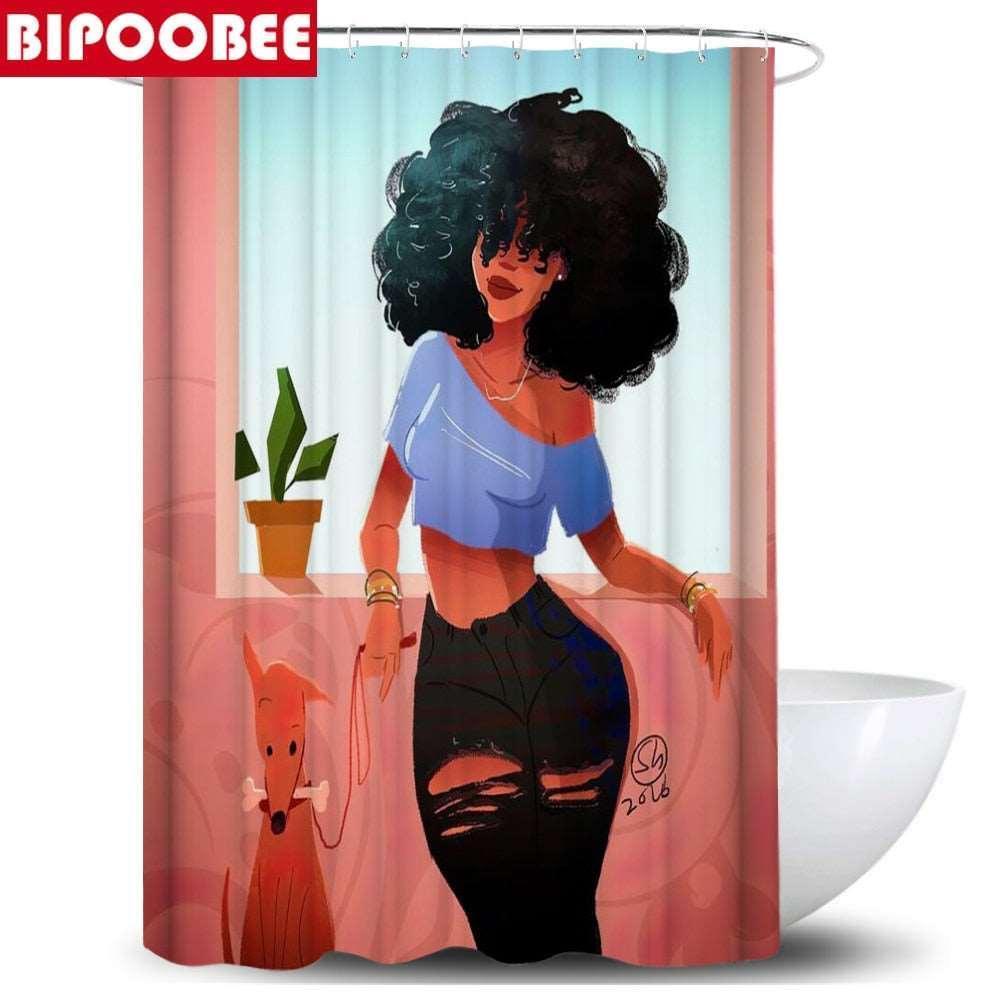 African American Women Shower Curtain Set - HEPSIBAH SHOP