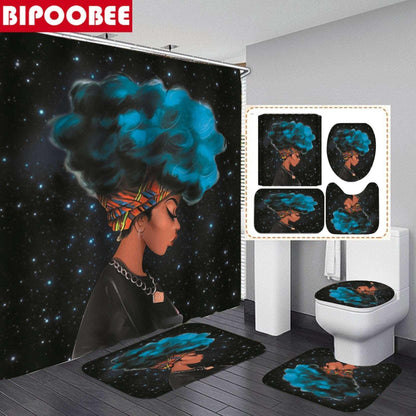 African American Women Shower Curtain Set - HEPSIBAH SHOP