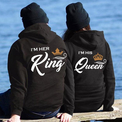 Her King His Queen Couple Hooded Sweater - HEPSIBAH SHOP