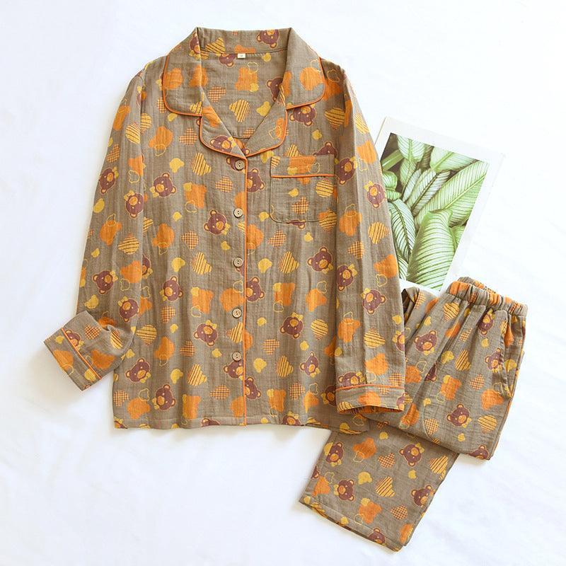 Woven Jacquard Lapel Pajamas Suit Loose - HEPSIBAH SHOP