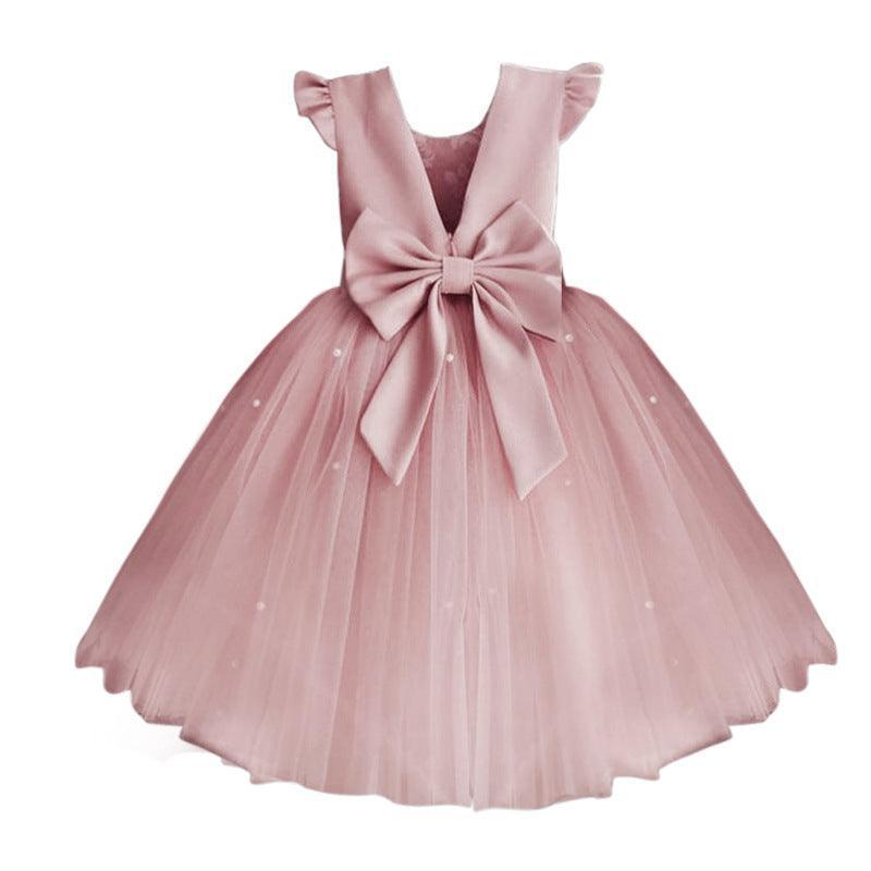 Girl's Gown Mesh Backless Bow Umbrella Princess Dress - HEPSIBAH SHOP