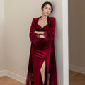 Velvet Morning & Night Gown Two-piece Set - HEPSIBAH SHOP