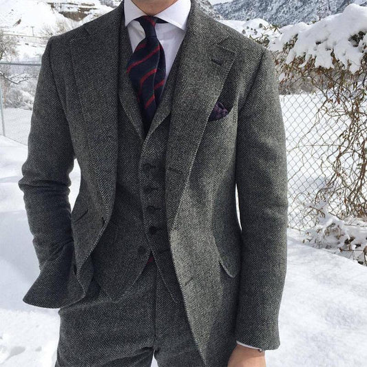 Men's Wool Tweed Blazer Pant Set - HEPSIBAH SHOP