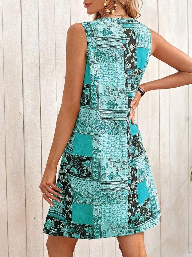 European And American Sleeveless Printed Dress - HEPSIBAH SHOP