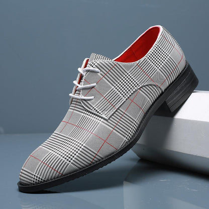 Men's Fashion Business Casual All-match Leather Shoes Lace-up Stripes - HEPSIBAH SHOP