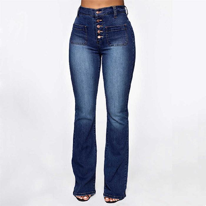 Plus Size Ladies High Waist Denim Trousers - HEPSIBAH SHOP