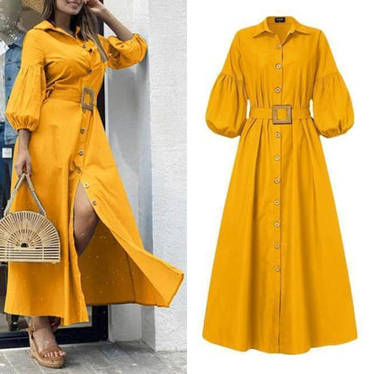 Elegant Office Ladies Dress Women Long Dresses Ladys Puff Sleeve - HEPSIBAH SHOP