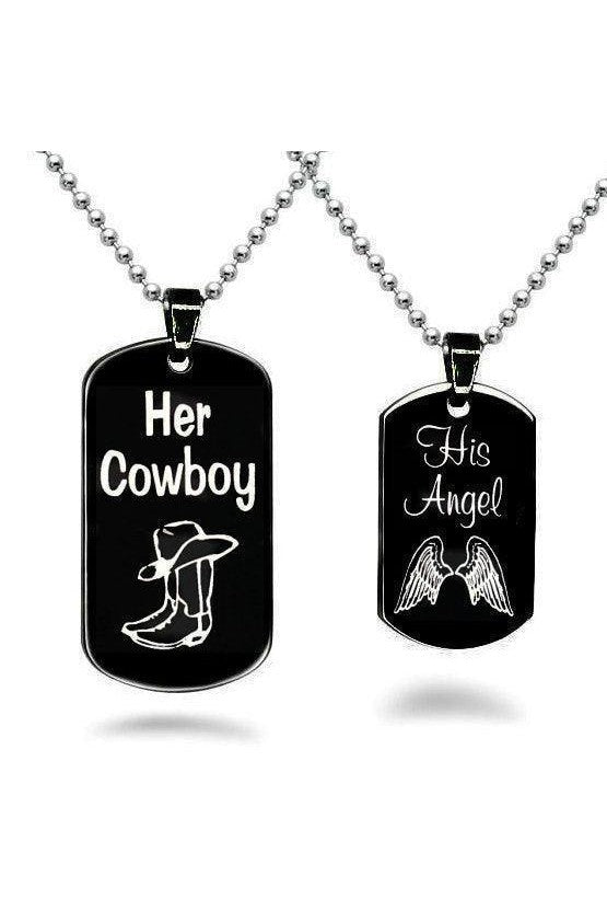 Her Cowboy His Angel Necklace - HEPSIBAH SHOP