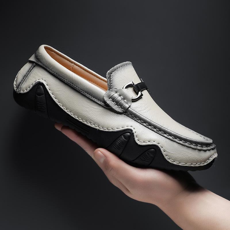 Slip-on Men's Loafers Casual Leather Shoes Low Top - HEPSIBAH SHOP