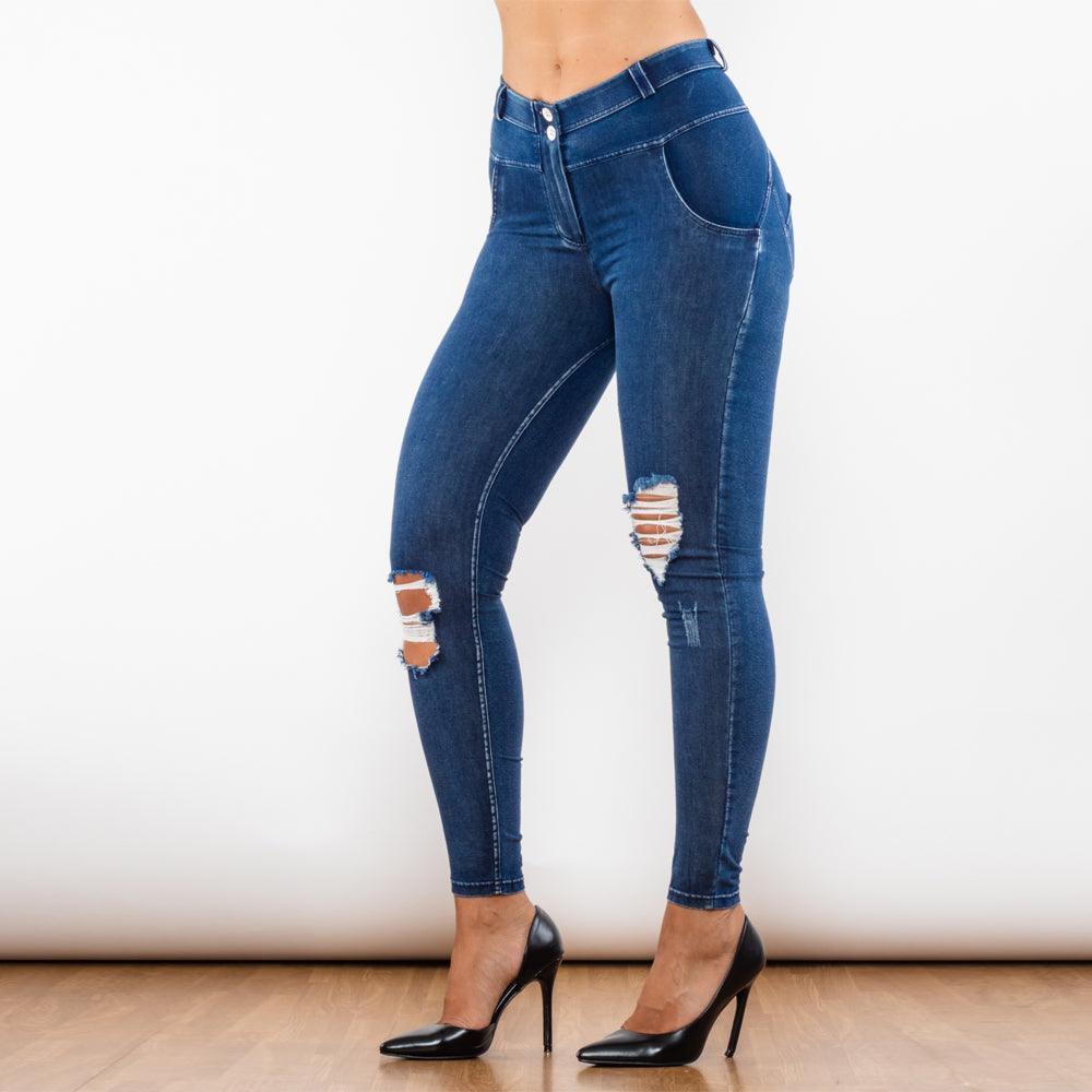 Shascullfites Melody Blue Washed Ripped Jegging - HEPSIBAH SHOP