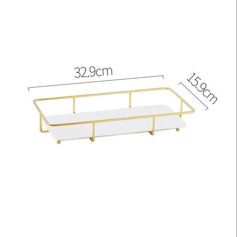 Golden Cake Stand Set, Three-layer Snack Stand, Ceramic High Plate