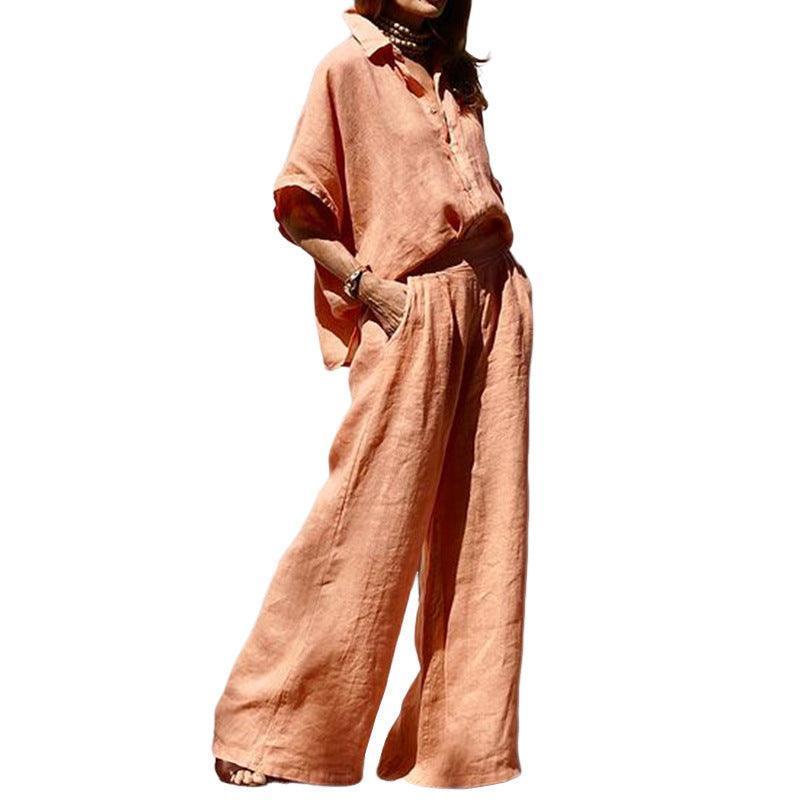 Women's Loose Cotton & Linen Tops Pants Suit - HEPSIBAH SHOP