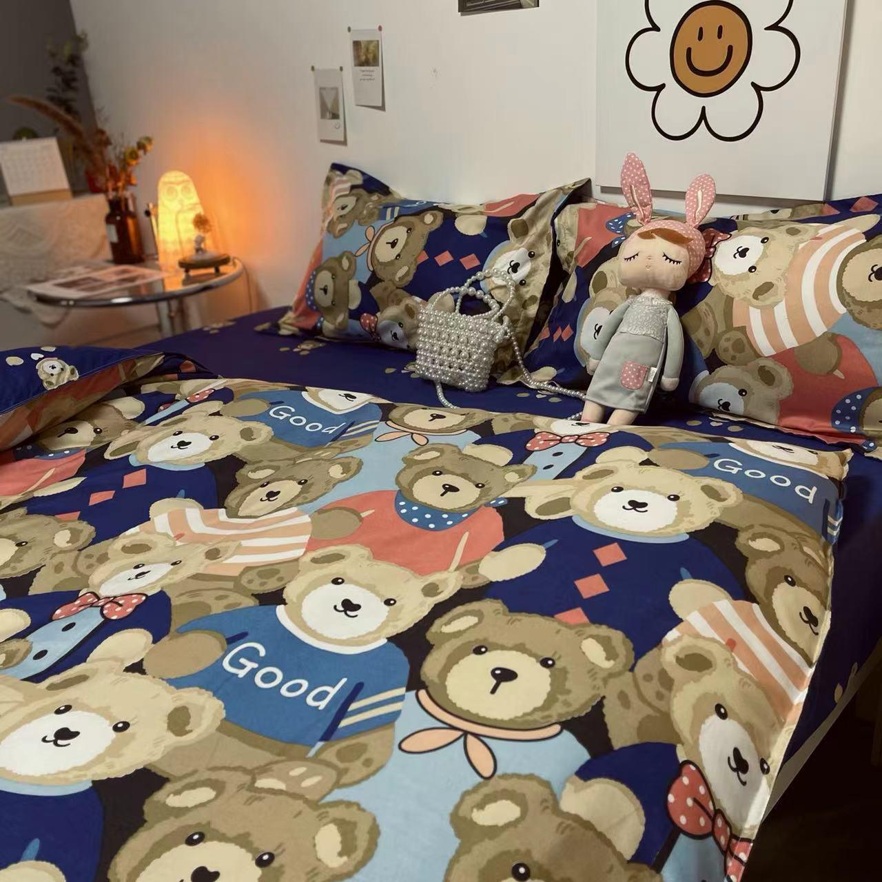 Cartoon Bear 4-pc Bedding Set - HEPSIBAH SHOP