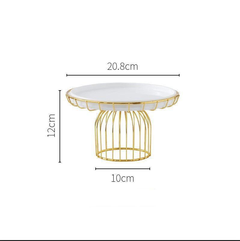 Golden Cake Stand Set, Three-layer Snack Stand, Ceramic High Plate