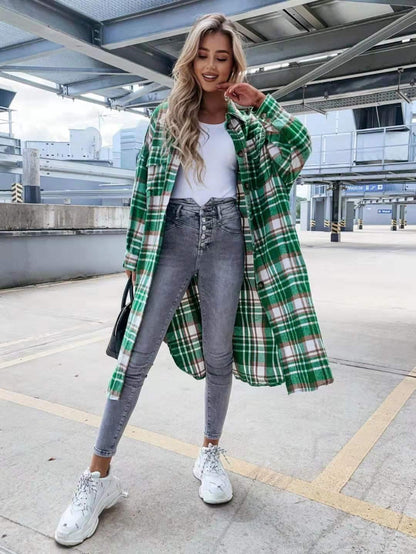 New Style Lengthened Plaid Shirt Jacket Women's - HEPSIBAH SHOP