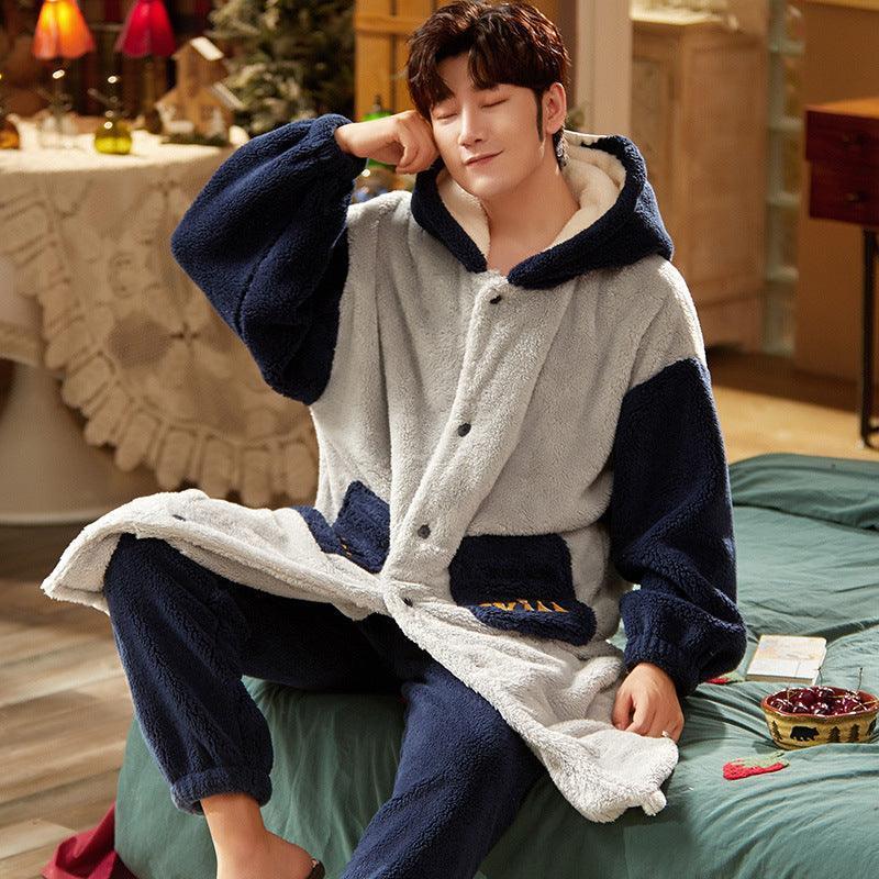 Men's Fleece Thickened Long Coral Fleece Pajamas Set - HEPSIBAH SHOP