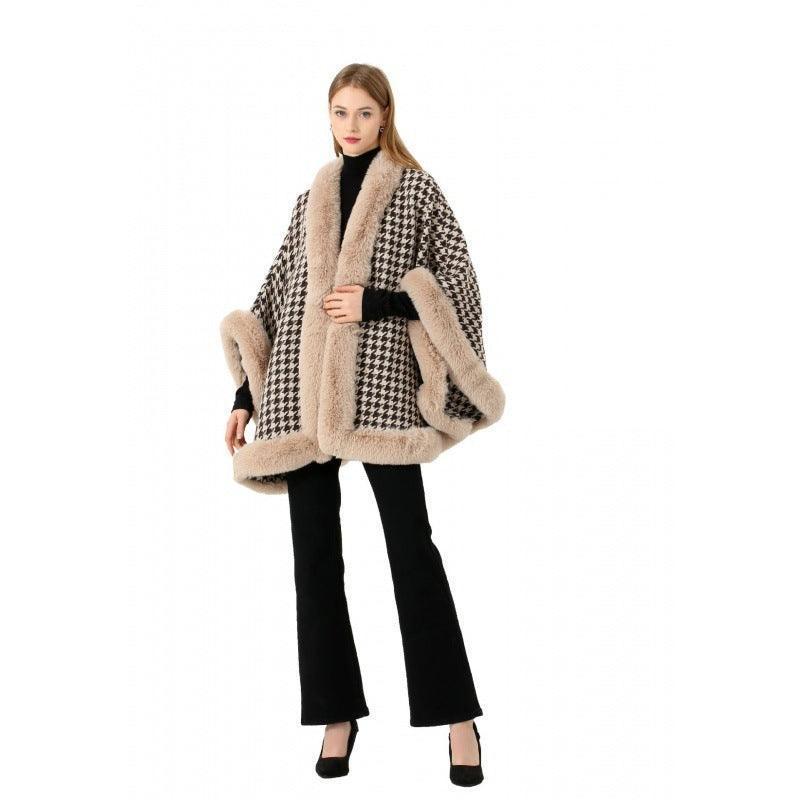 Tweed Shawl Scarf Cape Coat Women - HEPSIBAH SHOP